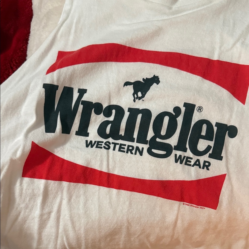 Wrangler White Tank Top with Red and Black Logo - Picture 3 of 5